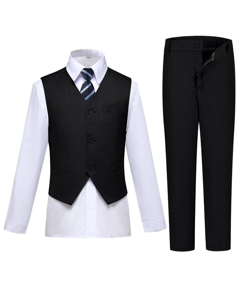 Visaccy Boys Suits Kids Vest and Pants Set Formal Wear Outfit Suit for Wedding Size 8 - Image 3